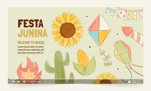 Miniatura de youtube de festas juninas en acuarela
