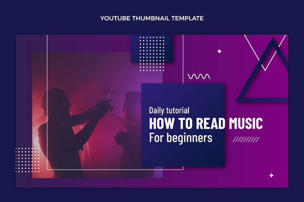 Vector gratuito miniatura de youtube del festival de música degradado