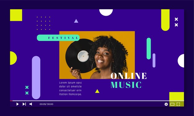 Miniatura de youtube del festival de música de diseño plano