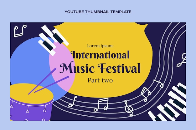 Vector gratuito miniatura de youtube del festival de música plana