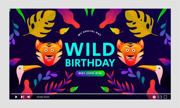 Miniatura de youtube de la fiesta de cumpleaños de la jungla de dibujos animados