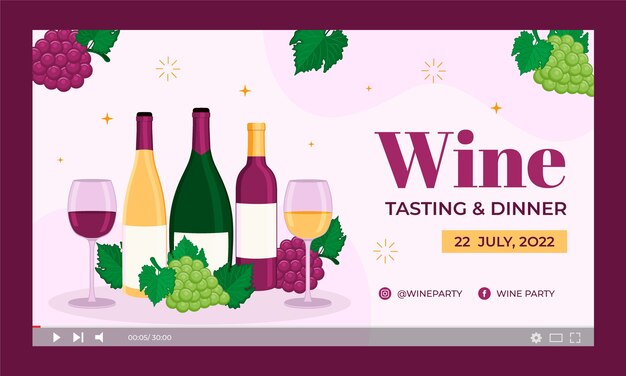 Miniatura de youtube de fiesta de vino dibujada a mano