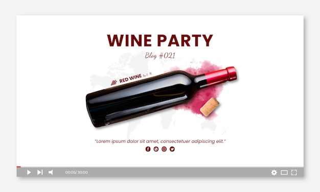 Vector gratuito miniatura de youtube de fiesta de vino realista