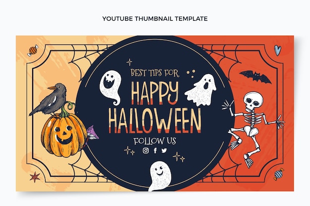 Miniatura de youtube de halloween dibujada a mano