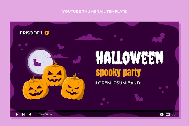 Miniatura de youtube de halloween plana dibujada a mano