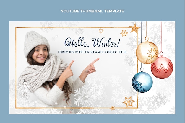 Vector gratuito miniatura de youtube de invierno en acuarela