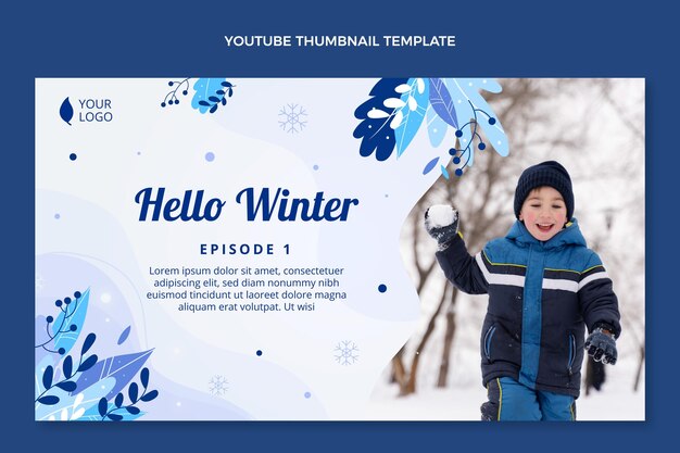 Miniatura de youtube de invierno plana dibujada a mano