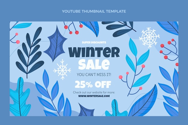Miniatura de youtube de invierno plana dibujada a mano