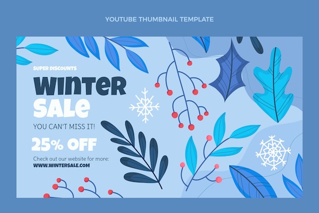 Vector gratuito miniatura de youtube de invierno plana dibujada a mano