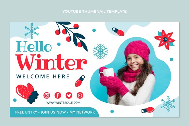 Vector gratuito miniatura de youtube de invierno plana