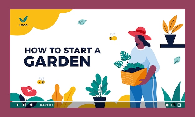 Miniatura de youtube de jardinería dibujada a mano con plantas