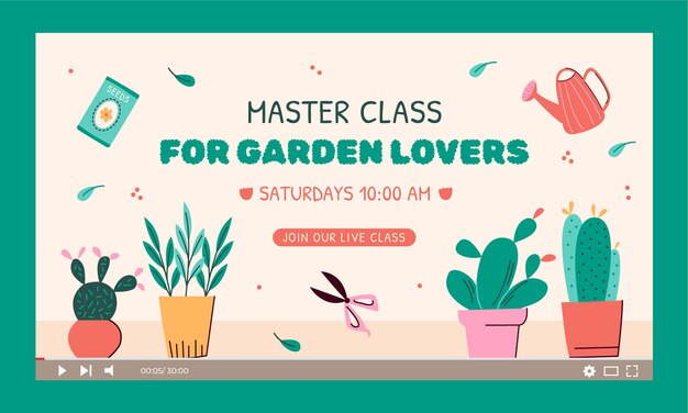 Vector gratuito miniatura de youtube de jardinería dibujada a mano