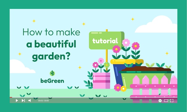 Vector gratuito miniatura de youtube de jardinería plana