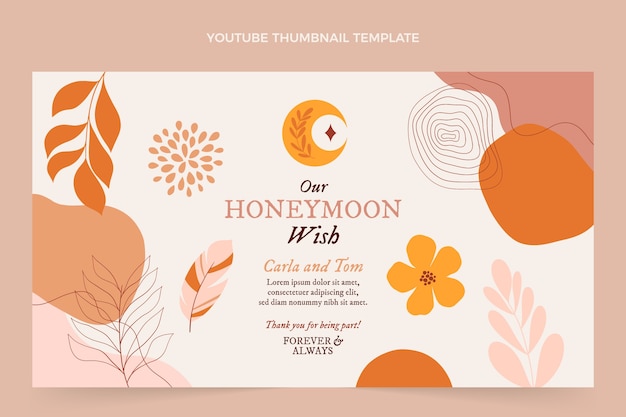 Vector gratuito miniatura de youtube de luna de miel boho dibujada a mano