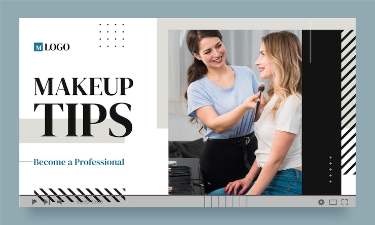 Vector gratuito miniatura de youtube de maquillador plano