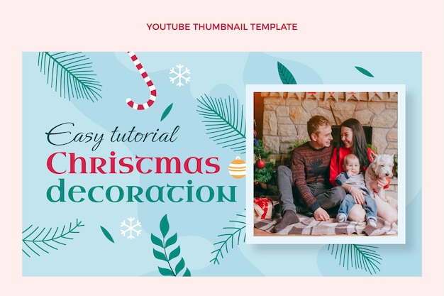 Miniatura de youtube de navidad plana dibujada a mano