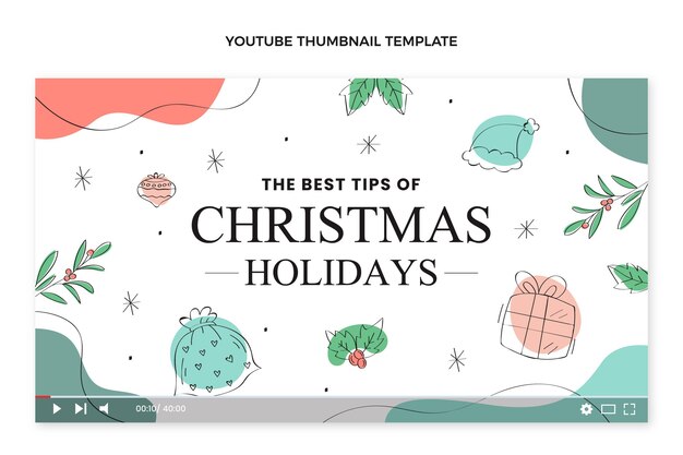 Miniatura de youtube de navidad plana dibujada a mano
