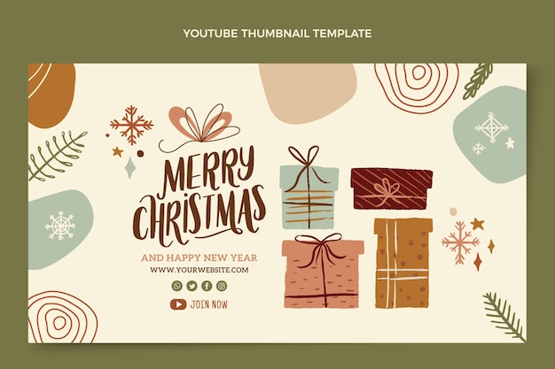 Miniatura de youtube de navidad plana dibujada a mano