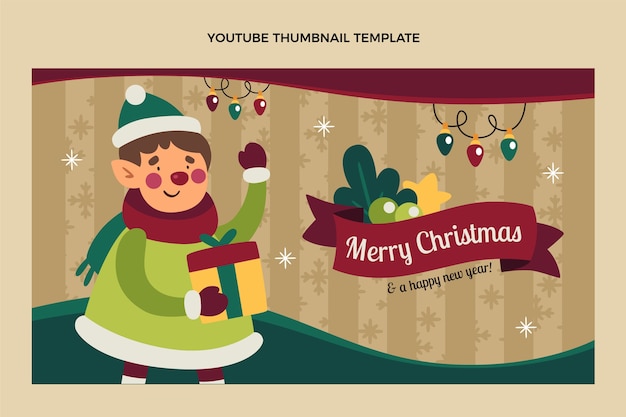 Miniatura de youtube de navidad plana dibujada a mano