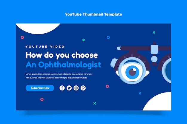 Vector gratuito miniatura de youtube de oftalmólogo de diseño plano