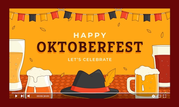 Vector gratuito miniatura de youtube de oktoberfest dibujada a mano