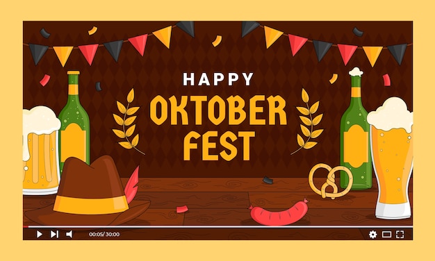 Vector gratuito miniatura de youtube de oktoberfest dibujada a mano