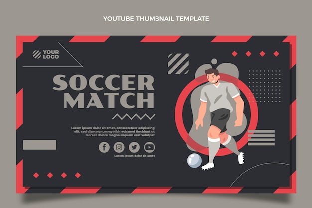 Vector gratuito miniatura de youtube de partido de fútbol dibujada a mano