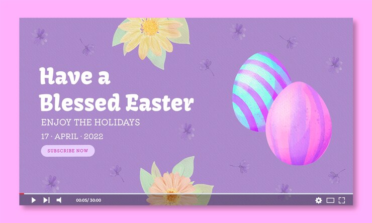 Vector gratuito miniatura de youtube de pascua de acuarela