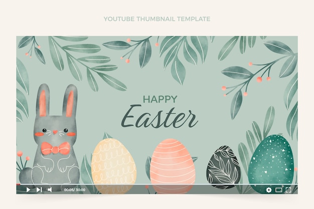 Vector gratuito miniatura de youtube de pascua de acuarela