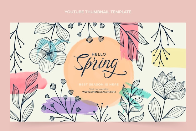 Vector gratuito miniatura de youtube de primavera de acuarela