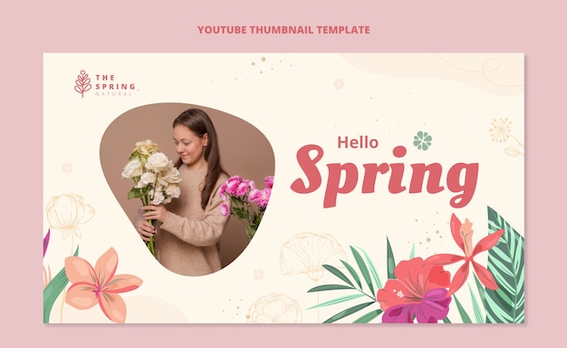 Vector gratuito miniatura de youtube de primavera plana