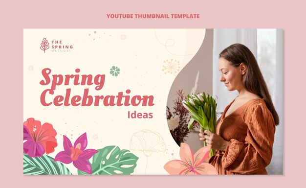 Vector gratuito miniatura de youtube de primavera plana