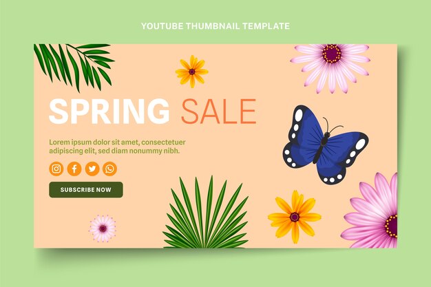 Vector gratuito miniatura de youtube de primavera realista