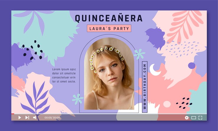 Vector gratuito miniatura de youtube de quinceañera dibujada a mano