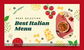 Vector gratuito miniatura de youtube de restaurante italiano de diseño plano