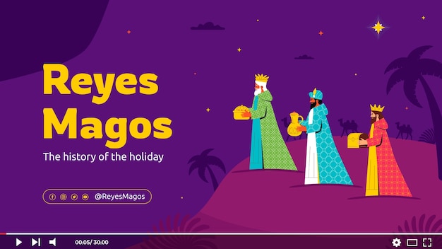 Vector gratuito miniatura de youtube para reyes magos