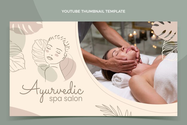 Miniatura de youtube de spa de contorno dibujado a mano