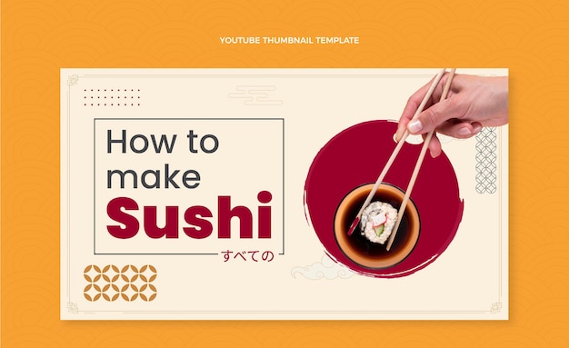 Vector gratuito miniatura de youtube de sushi de diseño plano