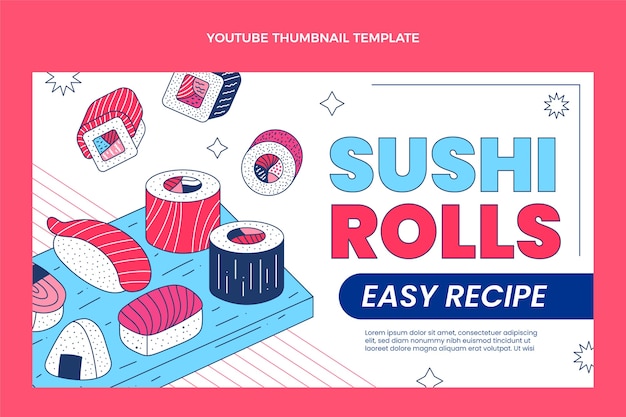 Vector gratuito miniatura de youtube de sushi plano