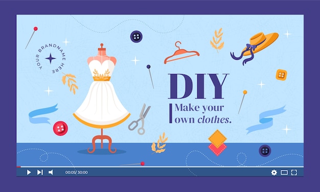 Miniatura de youtube de taller de moda dibujada a mano