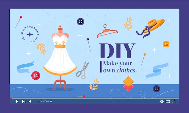 Vector gratuito miniatura de youtube de taller de moda dibujada a mano