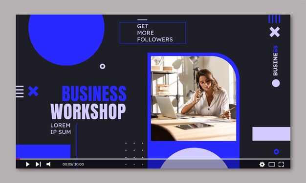 Miniatura de youtube de taller de negocios de diseño plano
