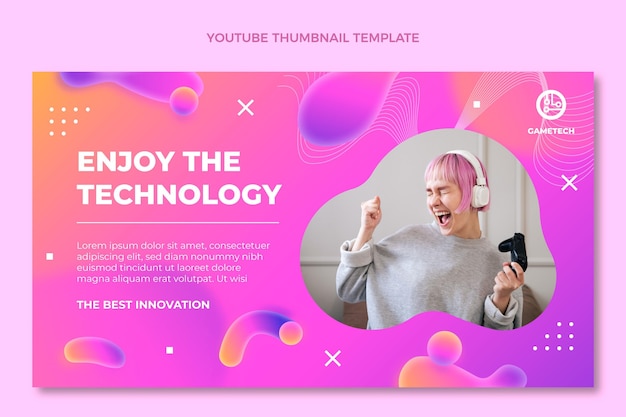 Vector gratuito miniatura de youtube de tecnología de fluido abstracto degradado