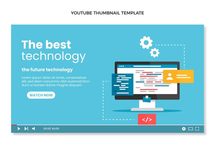 Vector gratuito miniatura de youtube de tecnología mínima de diseño plano