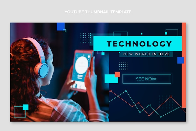 Vector gratuito miniatura de youtube de tecnología mínima