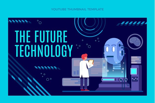 Miniatura de youtube de tecnología minimalista plana