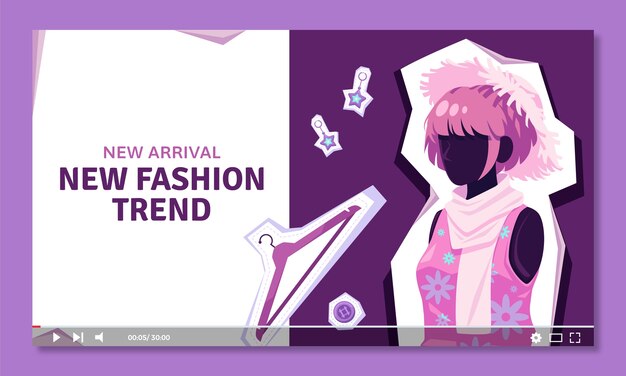 Miniatura de youtube de tendencias de moda de diseño plano
