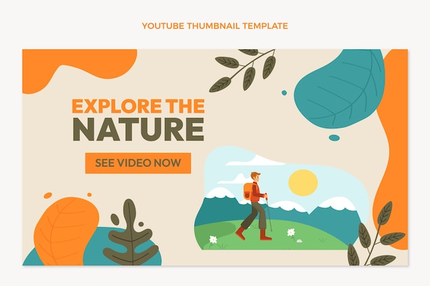 Vector gratuito miniatura de youtube de trekking dibujada a mano