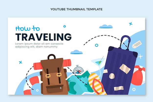 Miniatura de youtube de viajes de diseño plano