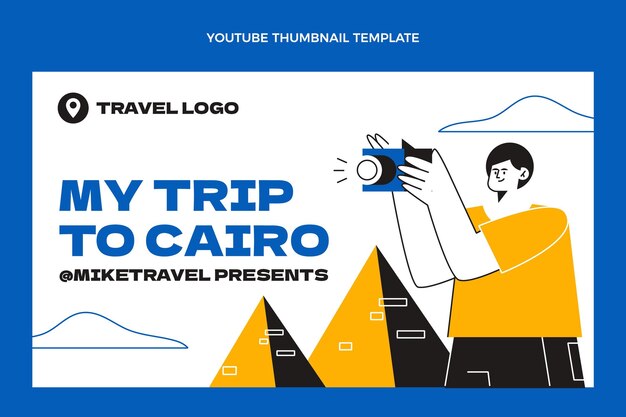 Vector gratuito miniatura de youtube de viajes de diseño plano